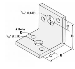 Reversible Side Beam Angle Bracket 3/8 x 1/2" (50/bx)