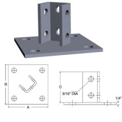 Strut Ten Hole Post Base 6" x 6" x 3-½" (Model P11)(10)