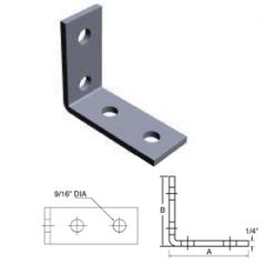 Strut Angle Fitting 90° Four Hole 4-1/8" x 3-1/2"(25)