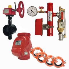 System Sensor Riser Manifold GROOVED 8" w/Pressure Relief, T&D, Butterfly & Check Valve + 4 Couplings