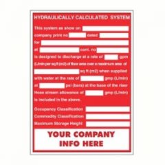 Sign Vinyl Personalized Decal 5 x 7 Hyd Calc Sys (NFPA)