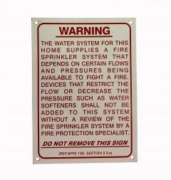 Sign Alum 5x7 Residential NPFA -13D Section 2-3.e