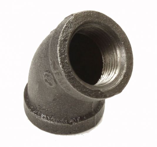 Pipe Fitting Malleable Iron 45° Elbow 1/2" (=Anvil 1102)