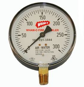 Fire Sprinkler Gauge Personalized 300# Air/Water Steel Back