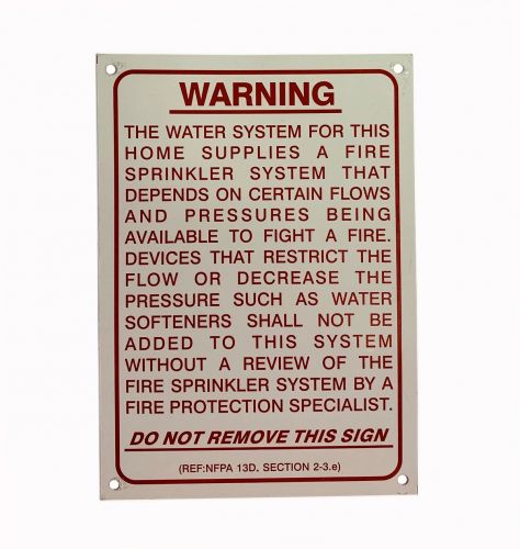 Sign Alum 5x7 Residential NPFA -13D Section 2-3.e
