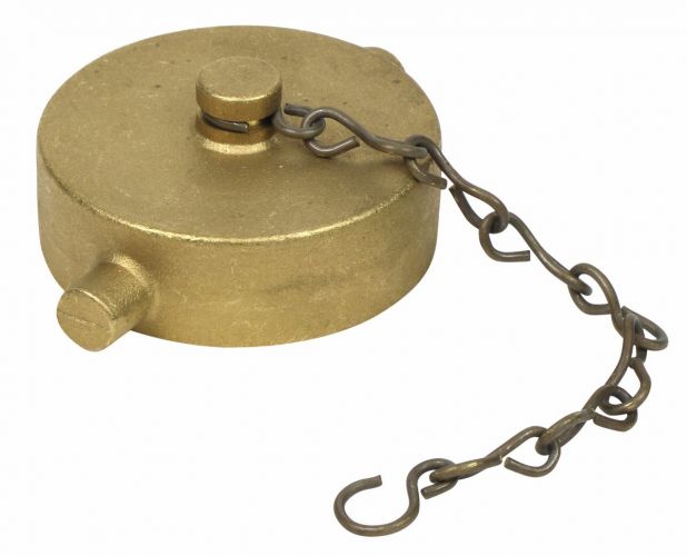 Fire Hose Cap & Chain  2-1/2"NST Brass