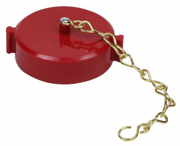 Fire Hose Cap & Chain  2-1/2"NST Plastic Red