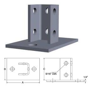 Strut Eight Hole Post Base 6" x 3-½ x 3-½" (Model P9) (10)