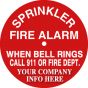 Sign Alum Personalized 6" Round Fire Alarm Bell Call 911(100